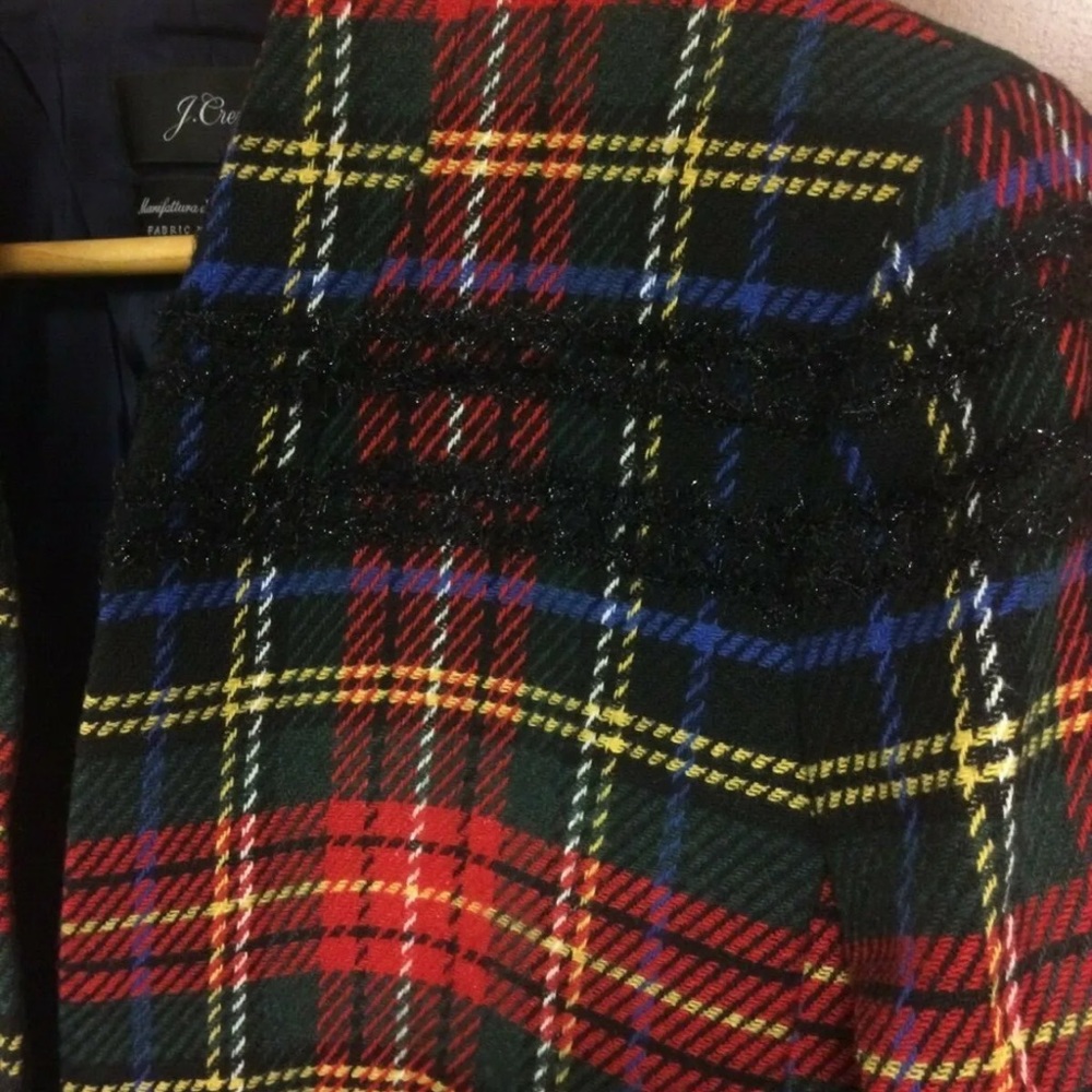 JCrew Lurex Stewart Tartan Plaid Holiday Blazer - Picture 5 of 6